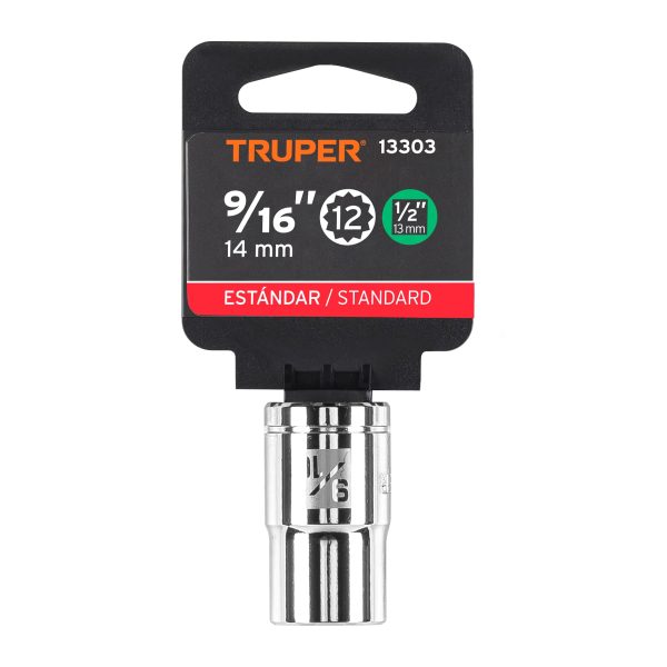 13303 - Dado de 9/16', 12 puntas, cuadro 1/2', Truper