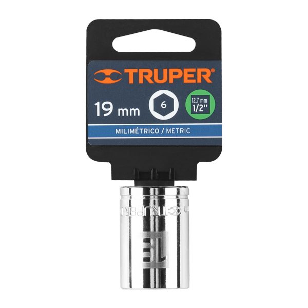 13269 - Dado de 19 mm, 6 puntas, cuadro 1/2', Truper