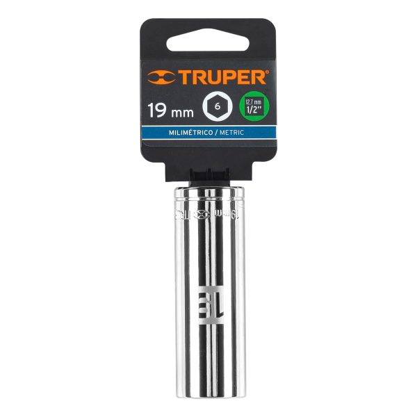 13359 - Dado largo de 19 mm, 6 puntas, cuadro 1/2', Truper