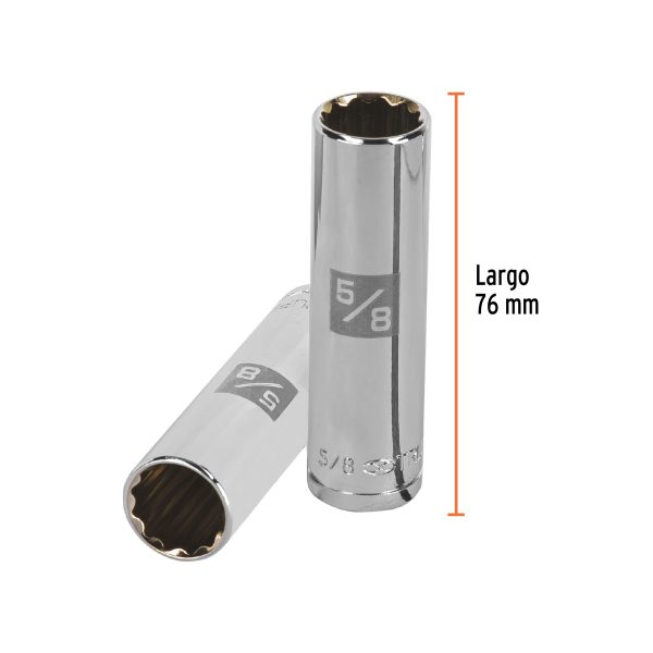 13362 - Dado largo de 5/8', 12 puntas, cuadro 1/2', Truper