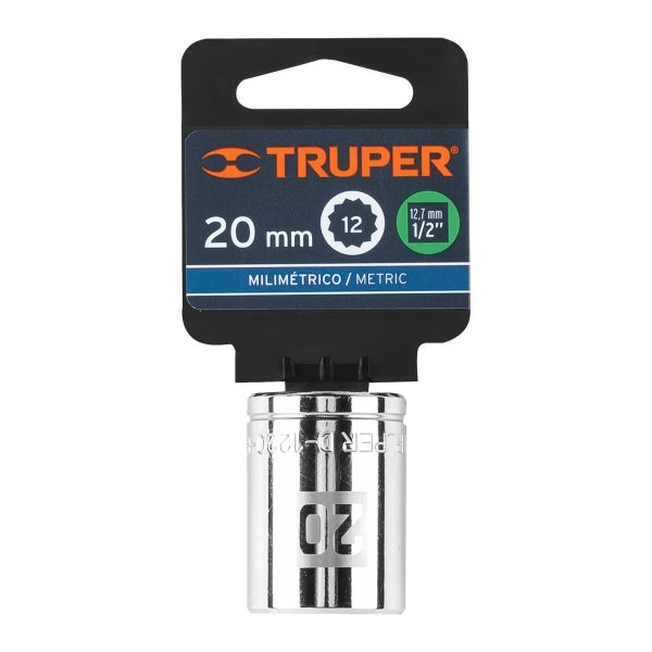 13534 - Dado de 20 mm, 12 puntas, cuadro 1/2', Truper