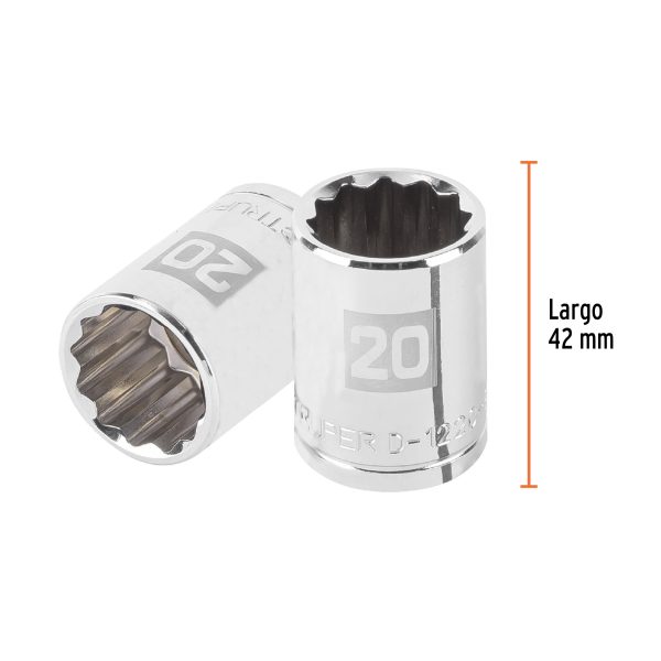 13534 - Dado de 20 mm, 12 puntas, cuadro 1/2', Truper