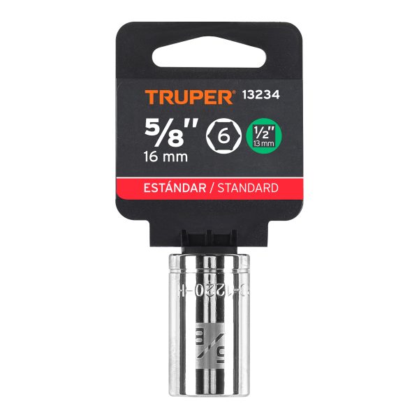 13234 - Dado de 5/8', 6 puntas, cuadro 1/2', Truper