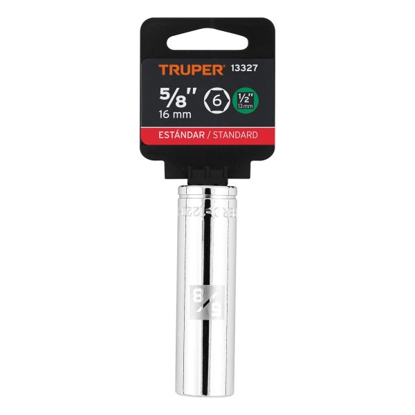 13327 - Dado largo de 5/8', 6 puntas, cuadro 1/2', Truper