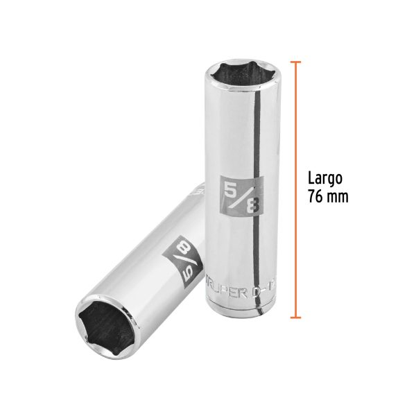 13327 - Dado largo de 5/8', 6 puntas, cuadro 1/2', Truper