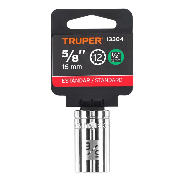 13304 - Dado de 5/8', 12 puntas, cuadro 1/2', Truper