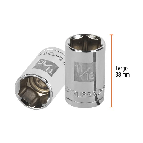 13235 - Dado de 11/16', 6 puntas, cuadro 1/2', Truper