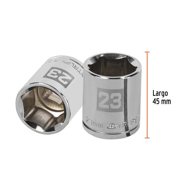 13273 - Dado de 23 mm, 6 puntas, cuadro 1/2', Truper