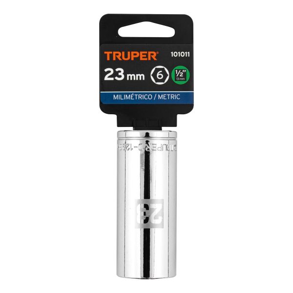 101011 - Dado largo de 23 mm, 6 puntas, cuadro 1/2', Truper