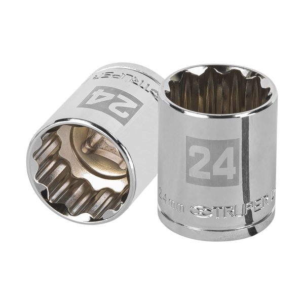 13538 - Dado de 24 mm, 12 puntas, cuadro 1/2', Truper