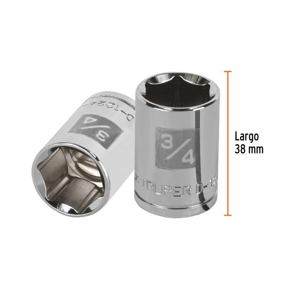 13236 - Dado de 3/4', 6 puntas, cuadro 1/2', Truper