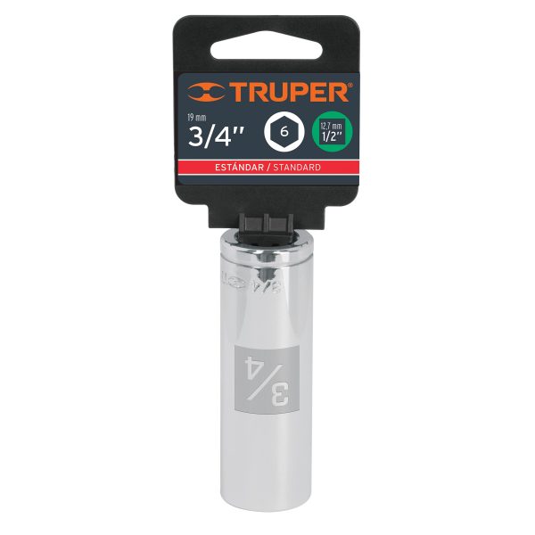 13329 - Dado largo de 3/4', 6 puntas, cuadro 1/2', Truper