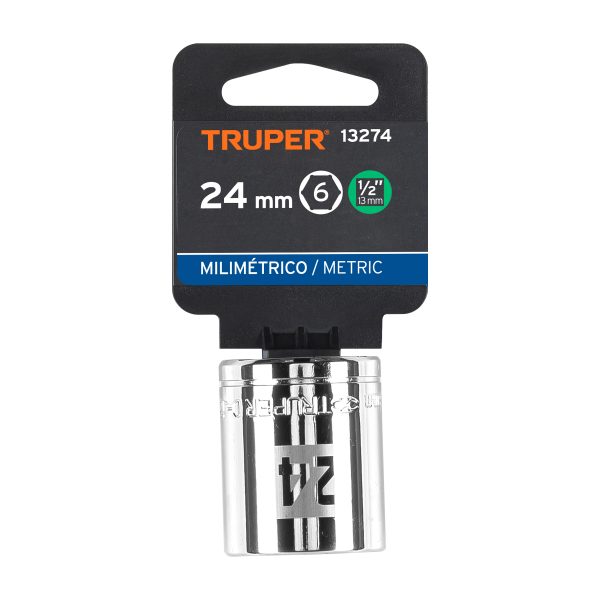 13274 - Dado de 24 mm, 6 puntas, cuadro 1/2', Truper