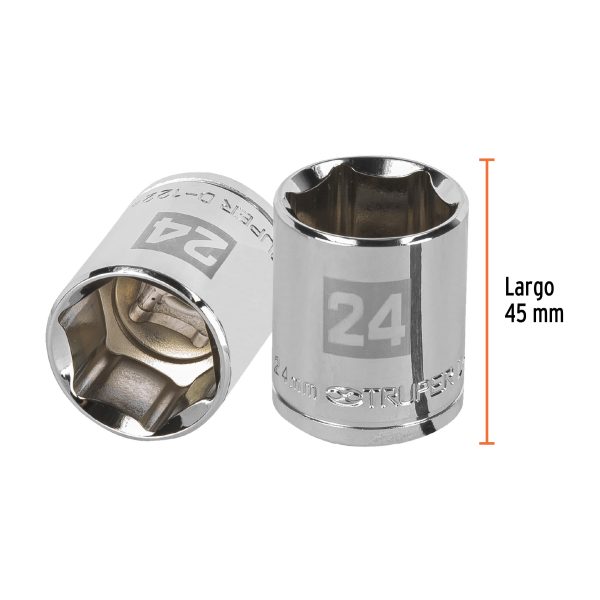 13274 - Dado de 24 mm, 6 puntas, cuadro 1/2', Truper