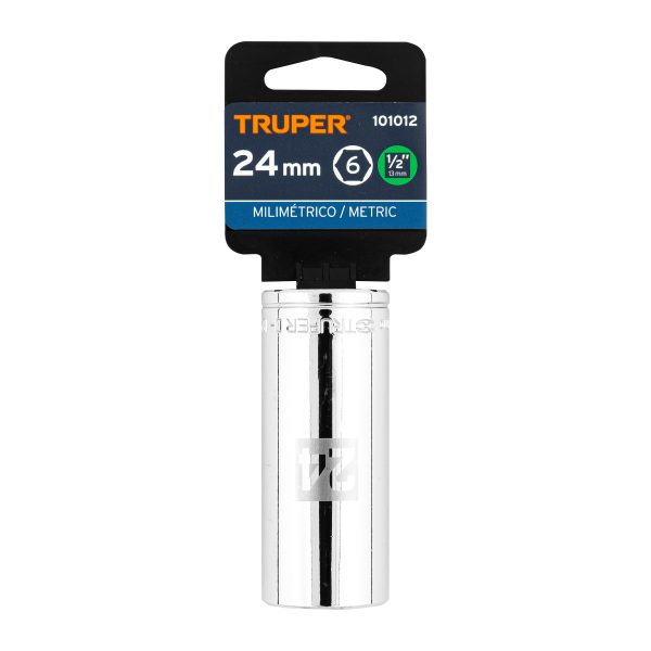 101012 - Dado largo de 24 mm, 6 puntas, cuadro 1/2', Truper