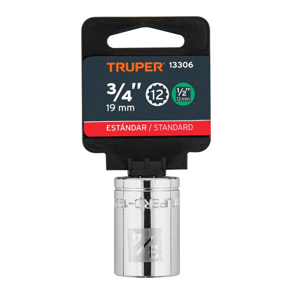 13306 - Dado de 3/4', 12 puntas, cuadro 1/2', Truper