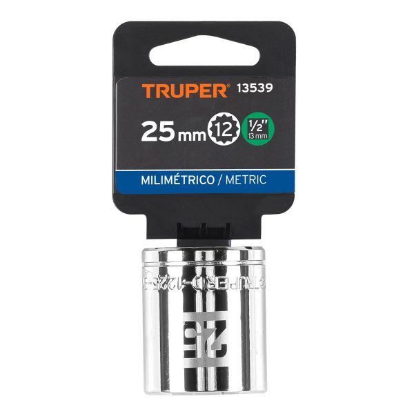 13539 - Dado de 25 mm, 12 puntas, cuadro 1/2', Truper