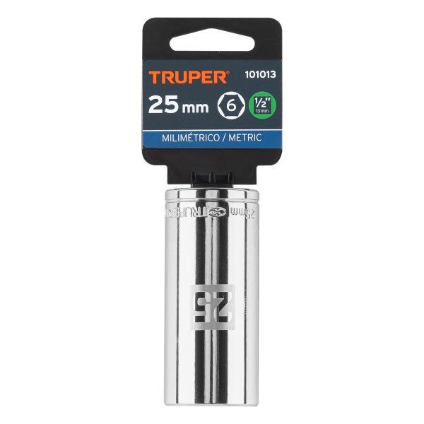 101013 - Dado largo de 25 mm, 6 puntas, cuadro 1/2', Truper