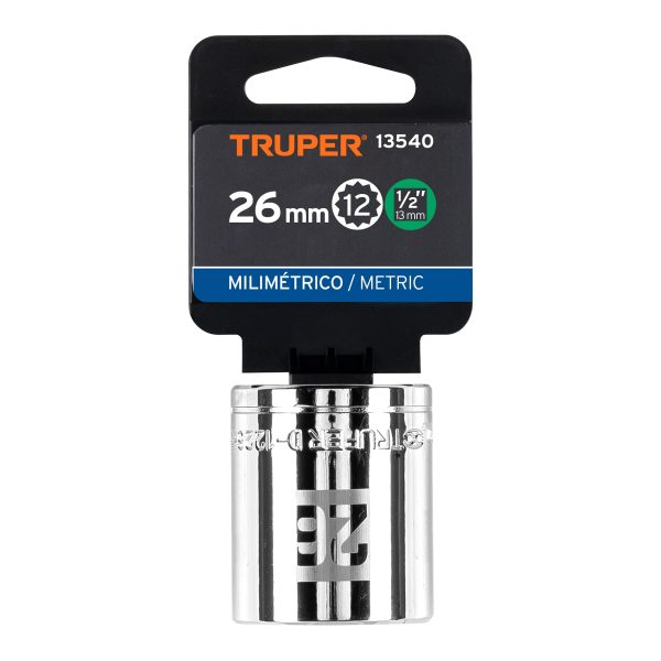 13540 - Dado de 26 mm, 12 puntas, cuadro 1/2', Truper
