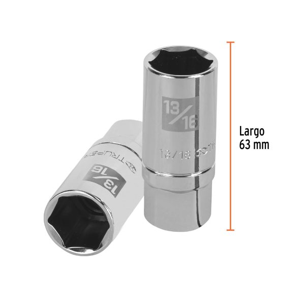 13366 - Dado largo para bujía de 13/16', 6 puntas, cuadro 1/2'