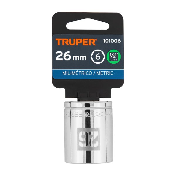 101006 - Dado de 26 mm, 6 puntas, cuadro 1/2', Truper