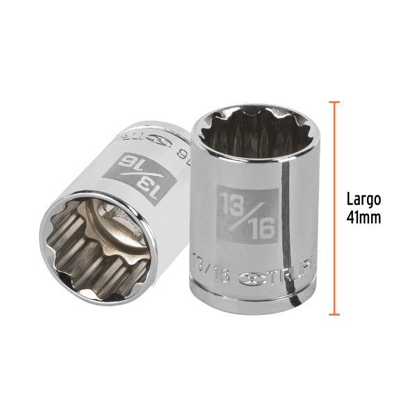 13307 - Dado de 13/16', 12 puntas, cuadro 1/2', Truper