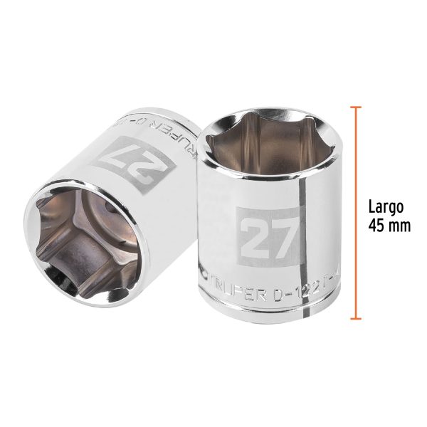 101007 - Dado de 27 mm, 6 puntas, cuadro 1/2', Truper