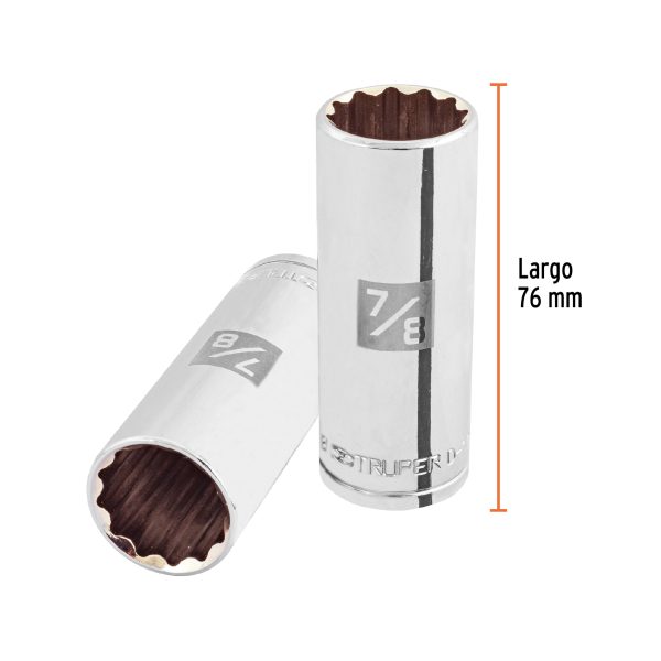 13368 - Dado largo de 7/8', 12 puntas, cuadro 1/2', Truper