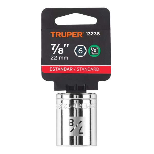 13238 - Dado de 7/8', 6 puntas, cuadro 1/2', Truper