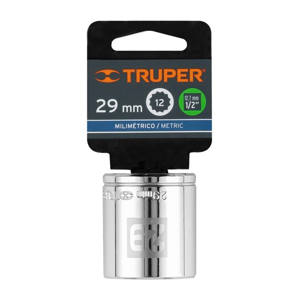 13543 - Dado de 29 mm, 12 puntas, cuadro 1/2', Truper