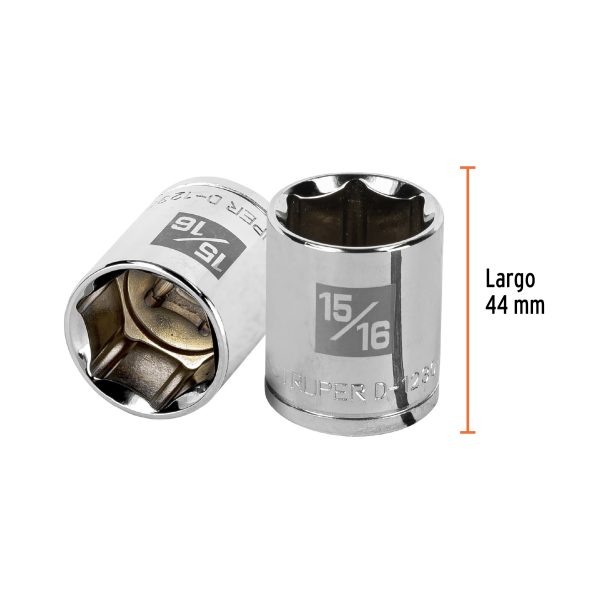 13239 - Dado de 15/16', 6 puntas, cuadro 1/2', Truper