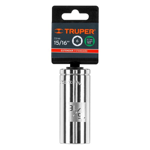 13332 - Dado largo de 15/16', 6 puntas, cuadro 1/2', Truper