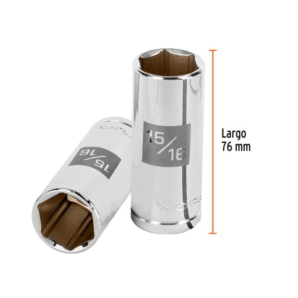 13332 - Dado largo de 15/16', 6 puntas, cuadro 1/2', Truper