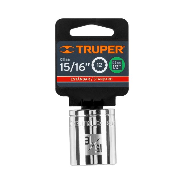 13309 - Dado de 15/16', 12 puntas, cuadro 1/2', Truper