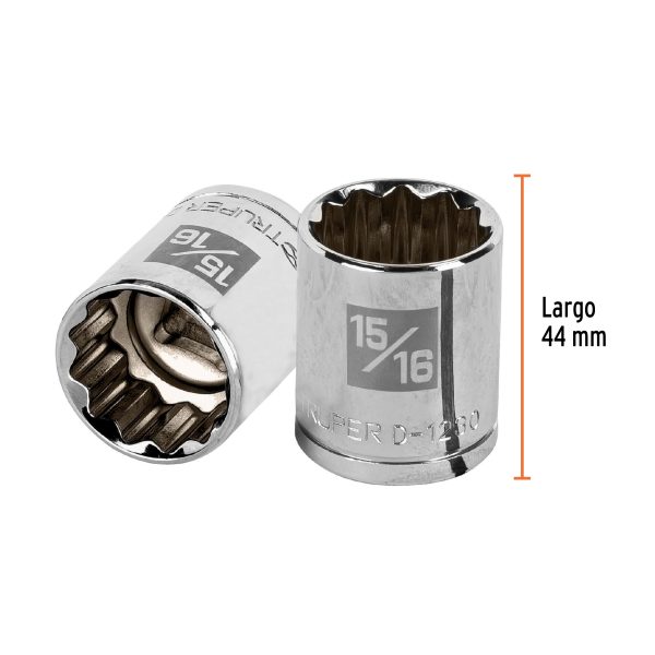 13309 - Dado de 15/16', 12 puntas, cuadro 1/2', Truper