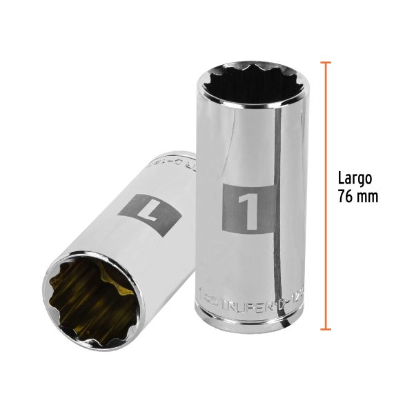 13370 - Dado largo de 1', 12 puntas, cuadro 1/2', Truper