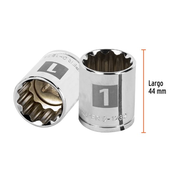 13310 - Dado de 1', 12 puntas, cuadro 1/2', Truper