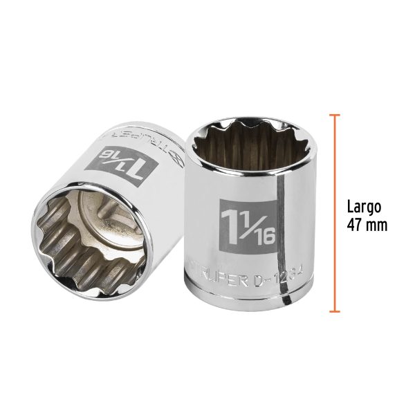 13311 - Dado de 1-1/16', 12 puntas, cuadro 1/2', Truper