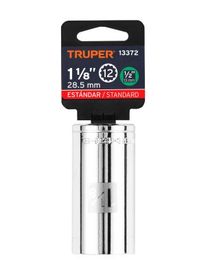 13372 - Dado largo de 1-1/8', 12 puntas, cuadro 1/2', Truper