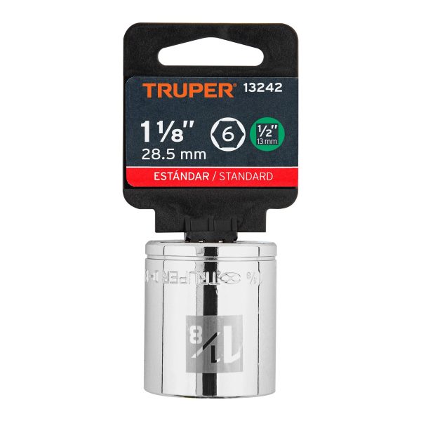 13242 - Dado de 1-1/8', 6 puntas, cuadro 1/2', Truper