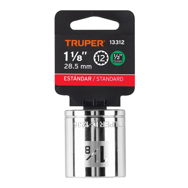 13312 - Dado de 1-1/8', 12 puntas, cuadro 1/2', Truper