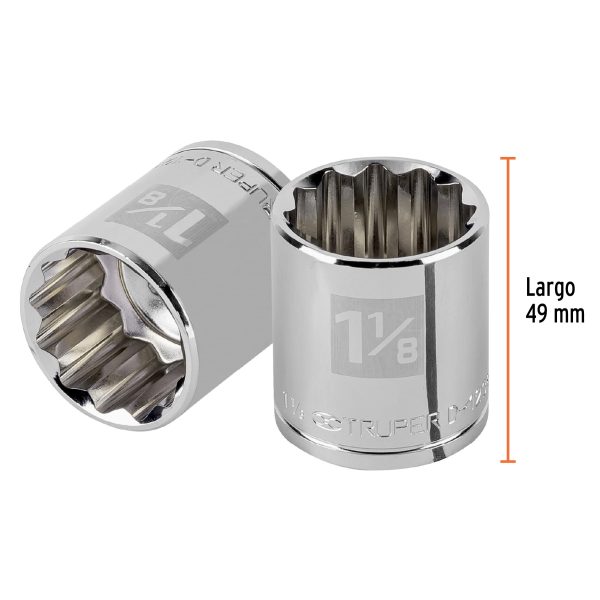 13312 - Dado de 1-1/8', 12 puntas, cuadro 1/2', Truper