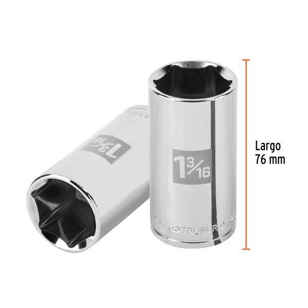 100999 - Dado largo de 1-3/16', 6 puntas, cuadro 1/2', Truper