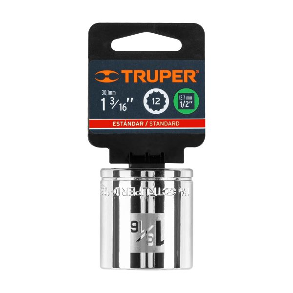 13313 - Dado de 1-3/16', 12 puntas, cuadro 1/2', Truper