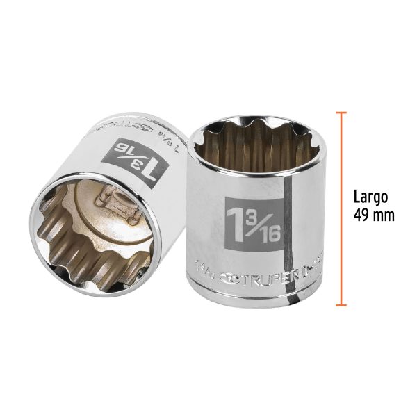 13313 - Dado de 1-3/16', 12 puntas, cuadro 1/2', Truper