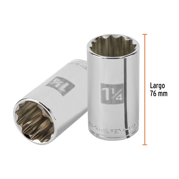 101005 - Dado largo de 1-1/4' 12 puntas, cuadro 1/2', Truper