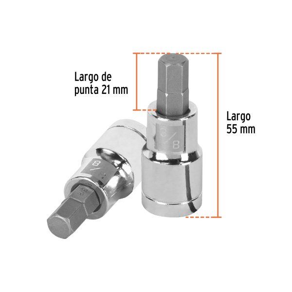 13253 - Dado punta hexagonal de 3/8', cuadro 1/2', Truper