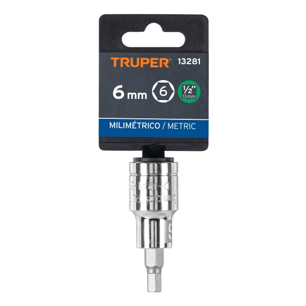 13281 - Dado punta hexagonal de 6 mm, cuadro 1/2', Truper