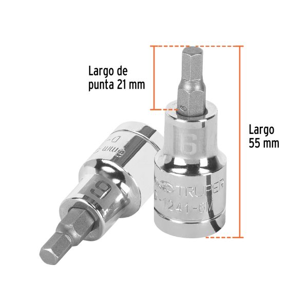 13281 - Dado punta hexagonal de 6 mm, cuadro 1/2', Truper