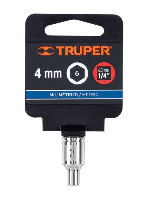 13166 - Dado de 4 mm, 6 puntas, cuadro 1/4', Truper